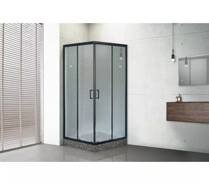 Душевой уголок Royal Bath RB HPD RB HP прямоугольный, Цвет стекла: матовое, Высота поддона: Приобретается отдельно, Цвет профиля: Черный, Выбрать размер: 90x80, Ориентация: универсальная, изображение 2