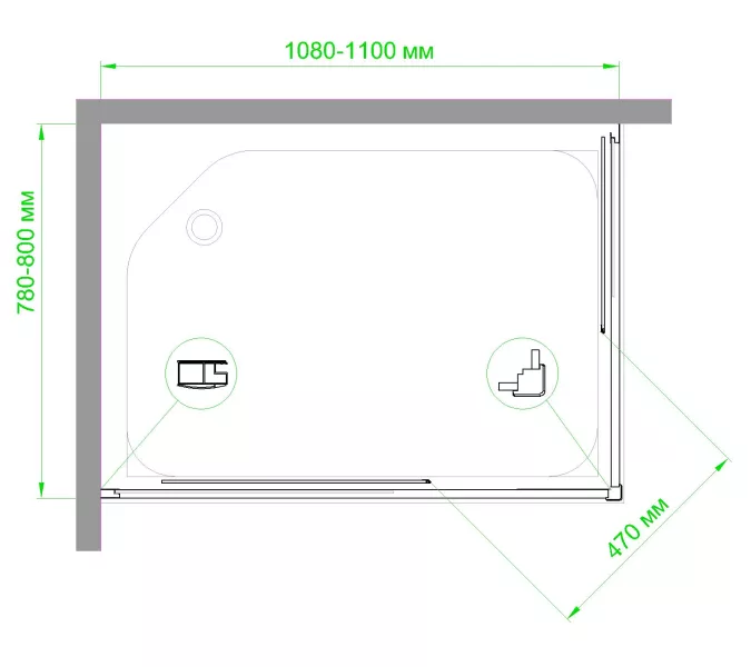 Душевой уголок Royal Bath RB HPD RB HP прямоугольный, Цвет стекла: матовое, Высота поддона: Приобретается отдельно, Цвет профиля: Белый, Выбрать размер: 110x80, Ориентация: универсальная, изображение 5