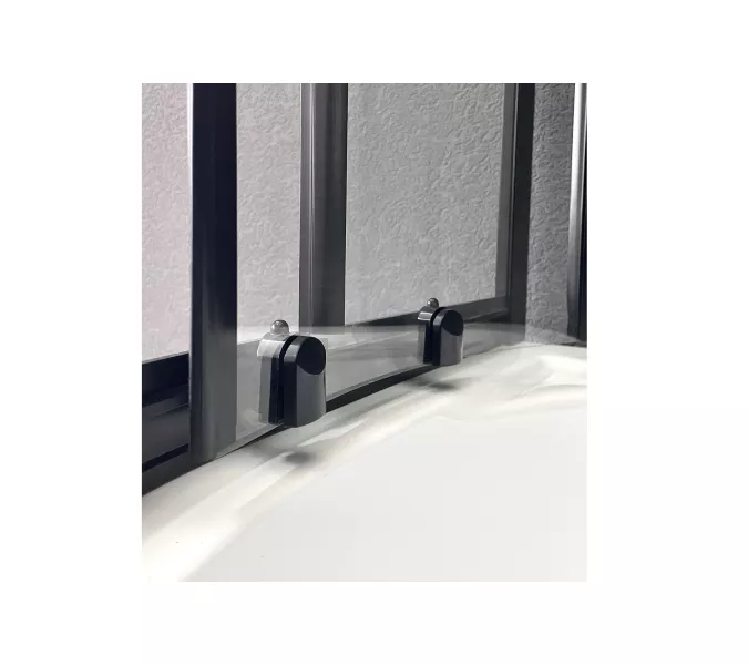 Душевой угол Royal Bath RB 8120BK ассиметричный, Цвет стекла: прозрачное, Цвет профиля: Черный, Ориентация: правая, изображение 3