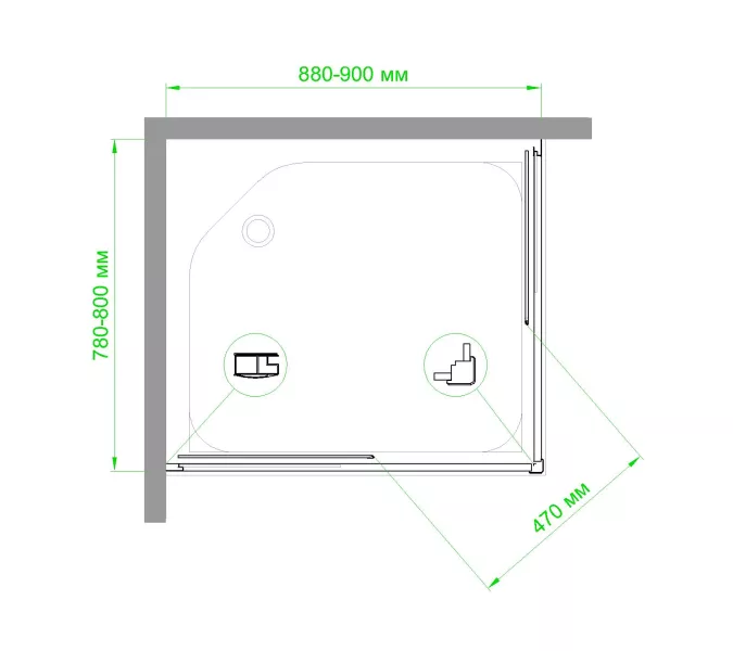 Душевой уголок Royal Bath RB HPD RB HP прямоугольный, Цвет стекла: матовое, Высота поддона: Приобретается отдельно, Цвет профиля: Черный, Выбрать размер: 90x80, Ориентация: универсальная, изображение 4