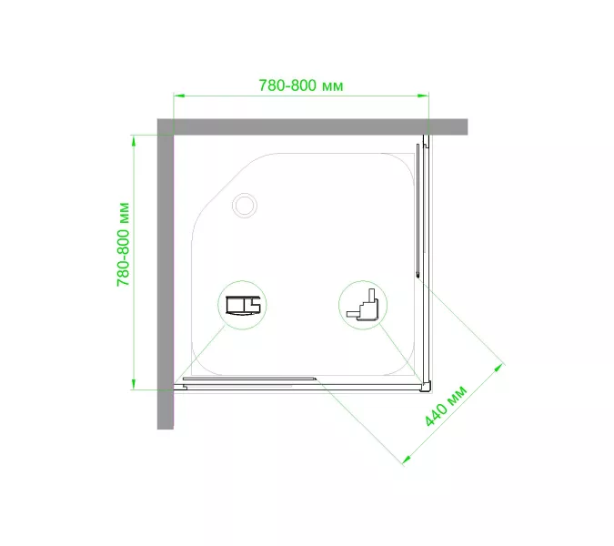 Душевой уголок Royal Bath RB HPD RB HP квадратный, Цвет стекла: прозрачное, Высота поддона: Приобретается отдельно, Цвет профиля: Черный, Выбрать размер: 80x80, изображение 5