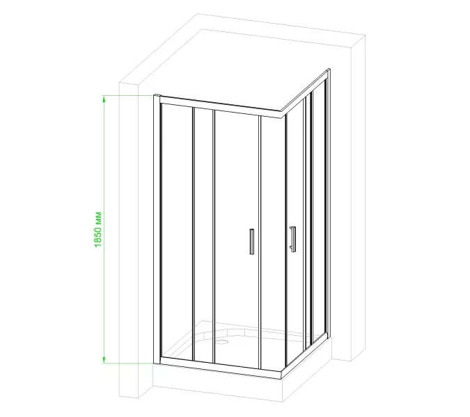 Душевой уголок Royal Bath RB HPD RB HP прямоугольный, Цвет стекла: матовое, Высота поддона: Приобретается отдельно, Цвет профиля: Черный, Выбрать размер: 90x80, Ориентация: универсальная, изображение 3