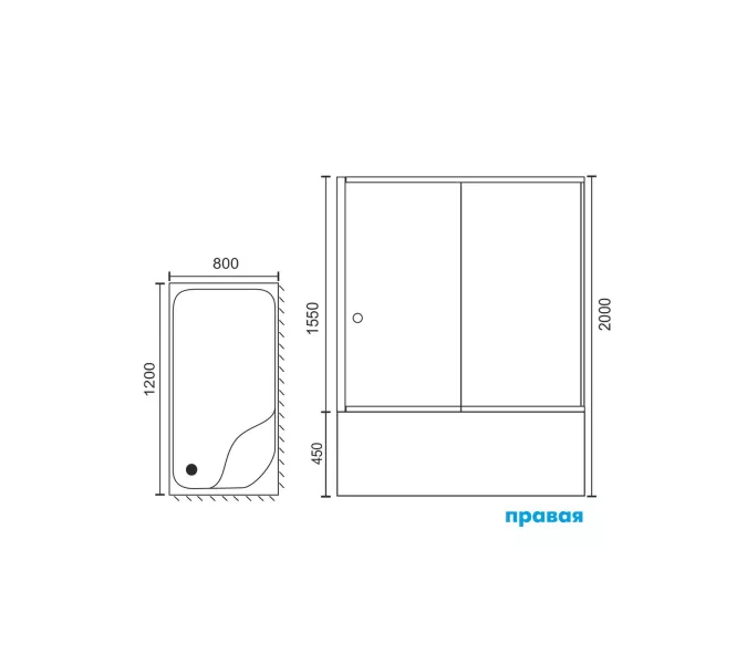 Душевой угол Royal Bath RB 8100BP/RB8120BP прямоугольный, Цвет стекла: прозрачное, Цвет профиля: Черный, Выбрать размер: 120x80, Ориентация: правая, изображение 4