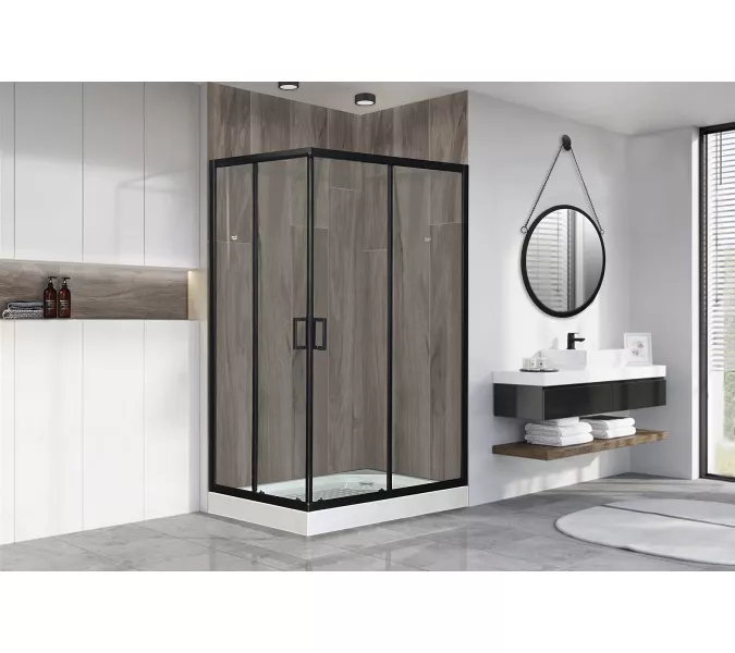 Душевой уголок Royal Bath RB HPD RB HP прямоугольный, Цвет стекла: прозрачное, Высота поддона: Низкий, Цвет профиля: Черный, Выбрать размер: 120x80, Ориентация: правая, изображение 2