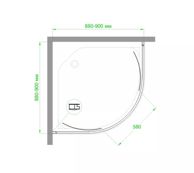 Душевой уголок Royal Bath RB HKD RB HK четверть круга, Высота поддона: Приобретается отдельно, Цвет профиля (вариация): Черный, Выбрать размер: 90x90, Цвет стекла: прозрачное, изображение 5