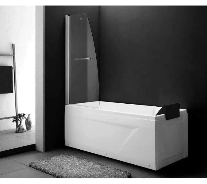 Шторка на ванну Gemy New Rockcoco 80*140см прозрачное стекло, распашная, Ширина , в см: 80, Цвет стекла: прозрачное, Цвет профиля: Хром