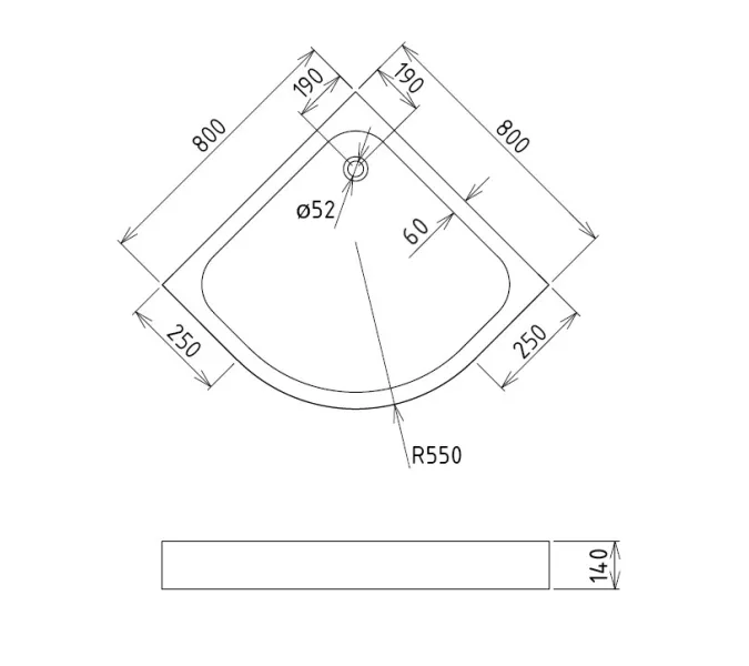Душевой поддон Gemy четверть круга акриловый, Выбрать размер: 80x80, изображение 3