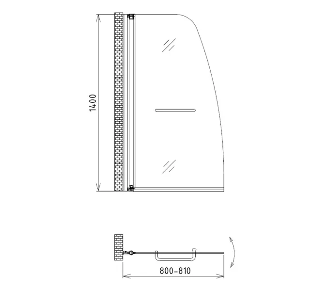 Шторка на ванну Gemy New Rockcoco 80*140см прозрачное стекло, распашная, Ширина , в см: 80, Цвет стекла: прозрачное, Цвет профиля: Хром, изображение 4