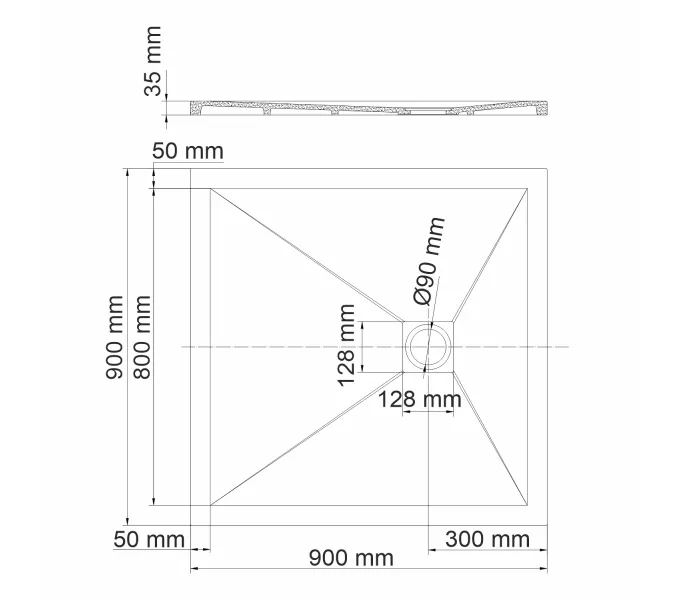 Душевой поддон прямоугольный WasserKRAFT Aller 10T, Выбрать размер: 90х90, изображение 2
