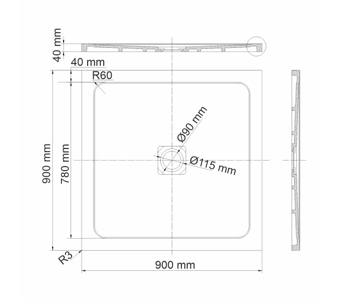 Душевой поддон  WasserKRAFT Dinkel 58T, Тип поддона: Низкий, Выбрать размер: 90x90, изображение 5