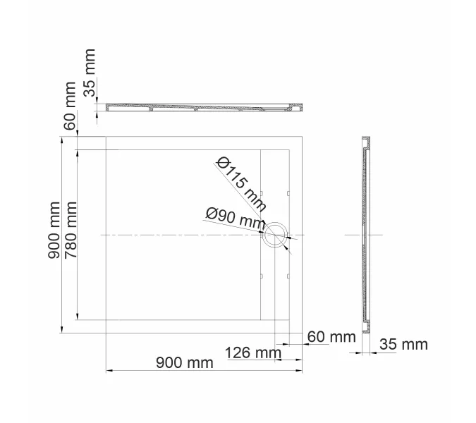 Душевой поддон квадратный 90*90 WasserKRAFT Mindel 85T, изображение 2