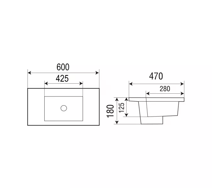 Раковина врезная WeltWasser SK DEILBACH 7506, Выбрать цвет: Матовая черная, Выбрать размер: 600х470х180, изображение 4