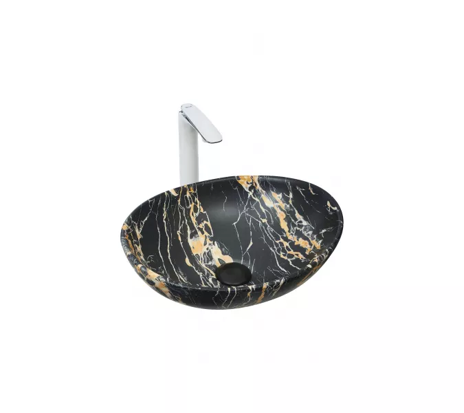 Раковина накладная WeltWasser SK ELBACH 3078, Выбрать цвет: Мрамор черная с бежевым