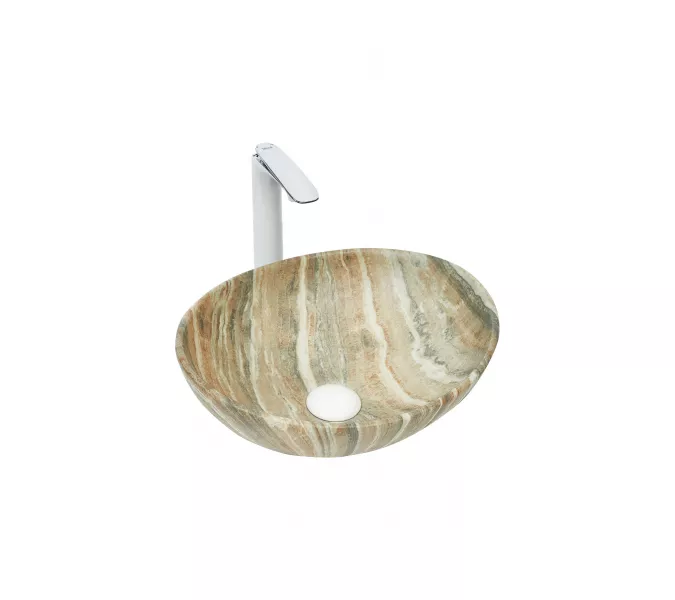 Раковина накладная WeltWasser SK ELBACH 3078, Выбрать цвет: Мрамор бежевая с серым