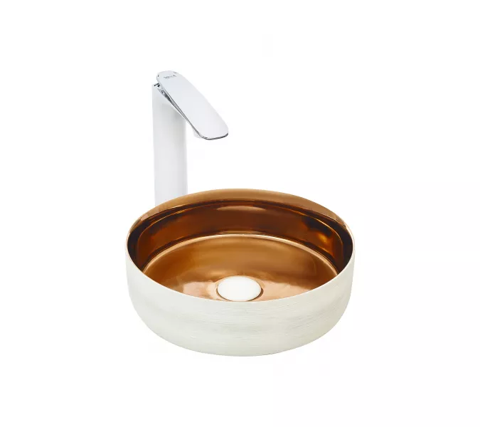 Раковина накладная WeltWasser SK ELBACH 3134, Выбрать цвет: Белая золотистая