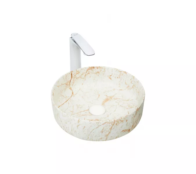 Раковина накладная WeltWasser SK ELBACH 3134, Выбрать цвет: Мрамор белая с бежевым