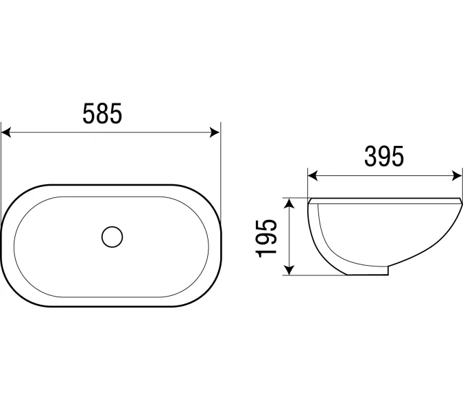 Раковина подвесная WeltWasser DEILBACH 6030, Выбрать размер: 585х395х195, изображение 2