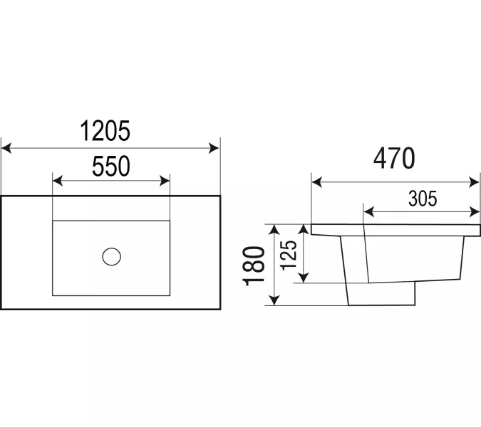 Раковина подвесная WeltWasser DEILBACH 7506-120, Выбрать цвет: Белый глянец, Выбрать размер: 1205х470х180, изображение 2