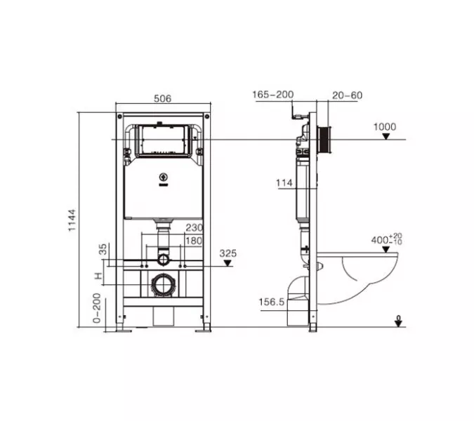 Инсталляция для подвесного унитаза  WeltWasser AMBERG 506 без кнопки, изображение 3