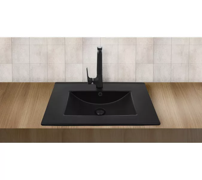 Раковина врезная WeltWasser SK DEILBACH 7506, Выбрать цвет: Матовая черная, Выбрать размер: 600х470х180