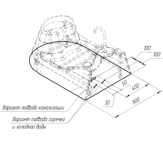 Ванна акриловая для омовения RADOMIR ВУДУ 120х80, изображение 7