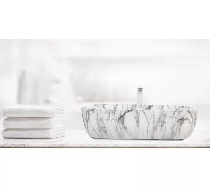 Раковина накладная WeltWasser SK ELBACH 2143P M805, Выбрать цвет: Мрамор белая с серым, изображение 2