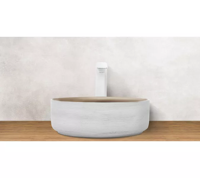 Раковина накладная WeltWasser SK ELBACH 3134, Выбрать цвет: Белая золотистая, изображение 2