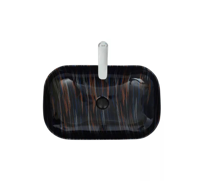 Раковина накладная WeltWasser SK ELBACH 2143P K501, Выбрать цвет: Мрамор черная с синим и оранжевым, изображение 3