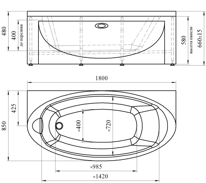 Ванна акриловая RADOMIR Неаполи 180х85, изображение 15