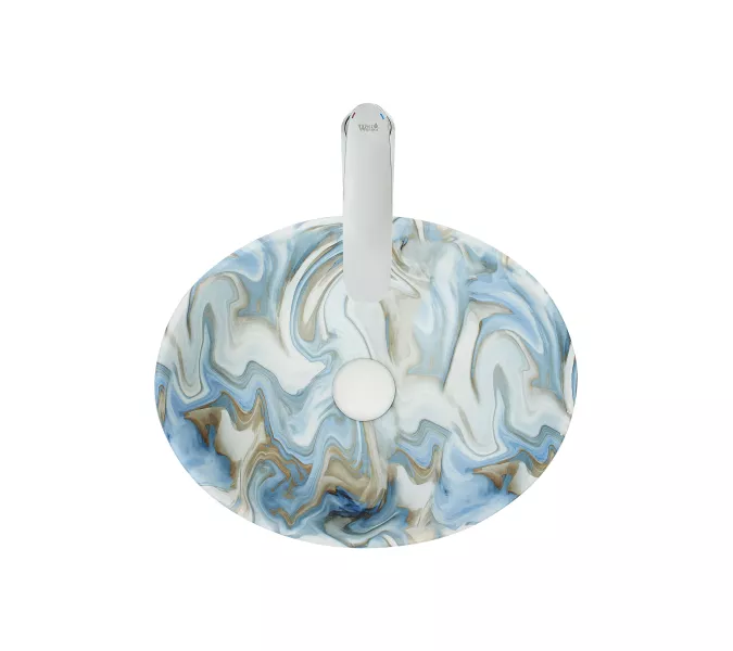 Раковина накладная WeltWasser SK ELBACH 3078, Выбрать цвет: Мрамор белая с голубым и серым, изображение 3