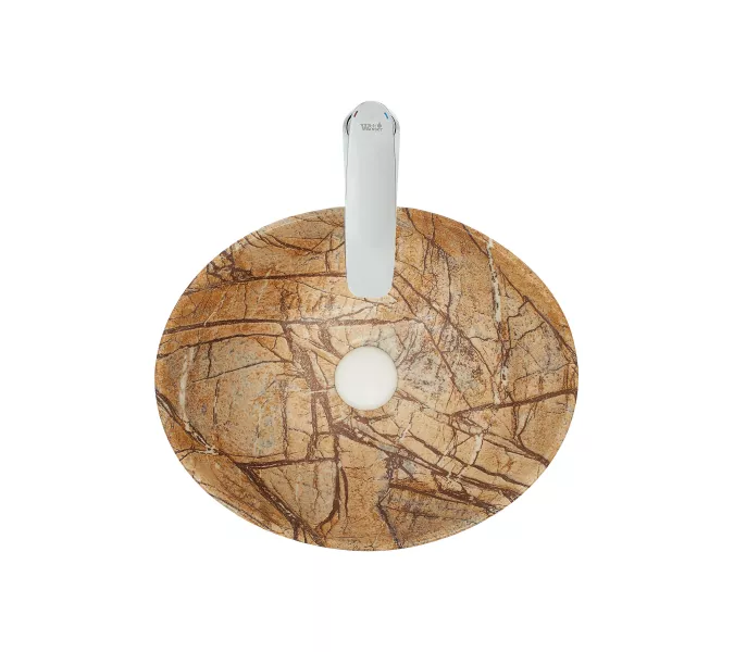 Раковина накладная WeltWasser SK ELBACH 3078, Выбрать цвет: Мрамор бежевая с коричневым, изображение 3