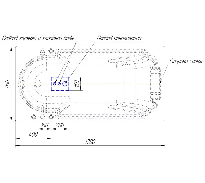 Ванна акриловая Radomir Fra Grande АНАБЕЛЬ 170х85 (хром), Выбрать цвет: Хром, изображение 21