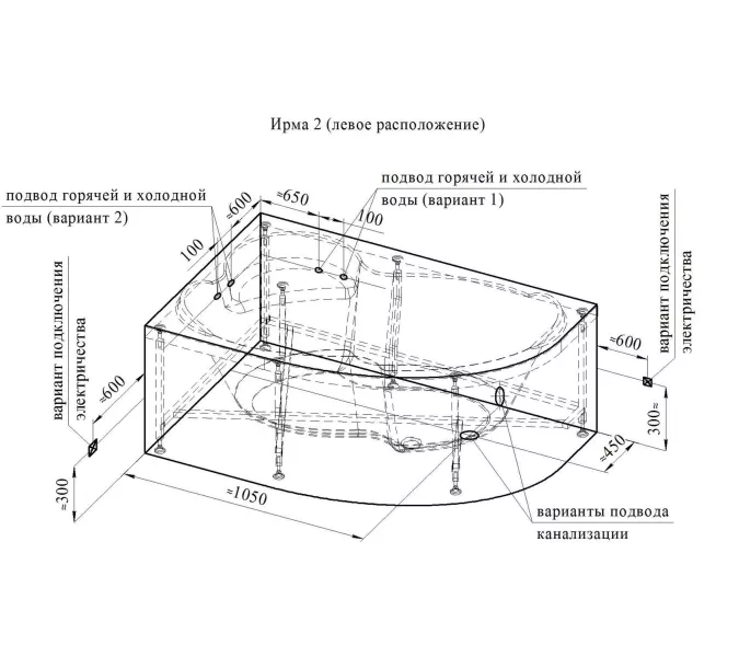 Ванна акриловая Radomir Ирма L/R, Выбрать размер: 149х96, Ориентация: левая, изображение 17