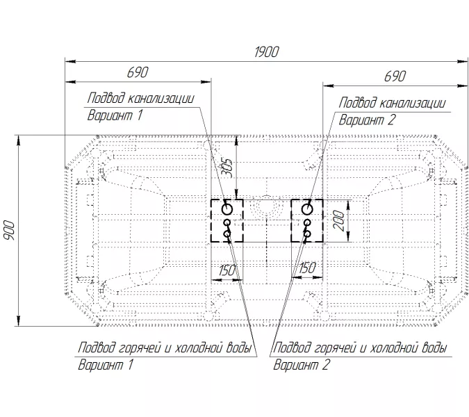 Ванна акриловая Radomir Fra Grande Фернандо 190х90 хром, Выбрать цвет: Хром, изображение 23