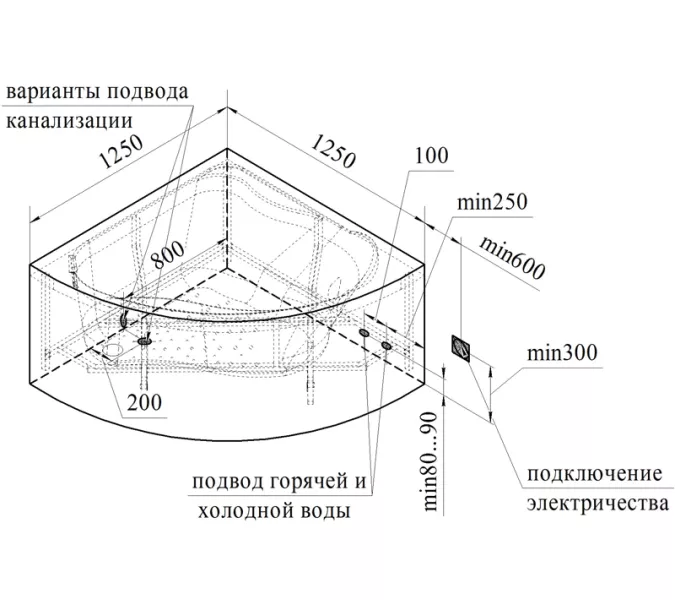 Ванна акриловая  Radomir Альтея 125х125 см, изображение 14