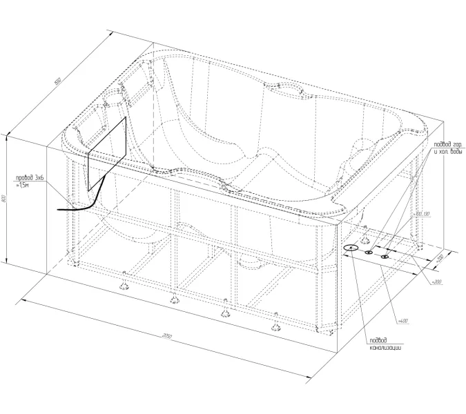 Бассейн гидромассажный Radomir Мишель Platinum  205х155 см, изображение 4