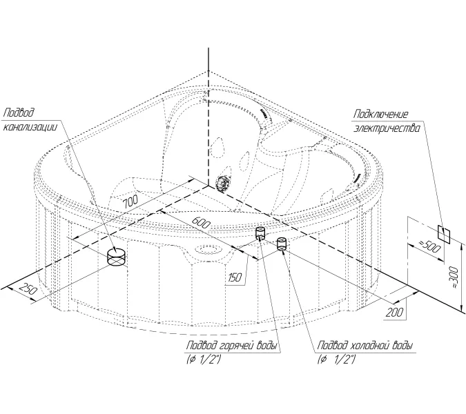 Мини-бассейн гидромассажный Radomir Корнелия Silver 170х170 см, изображение 4