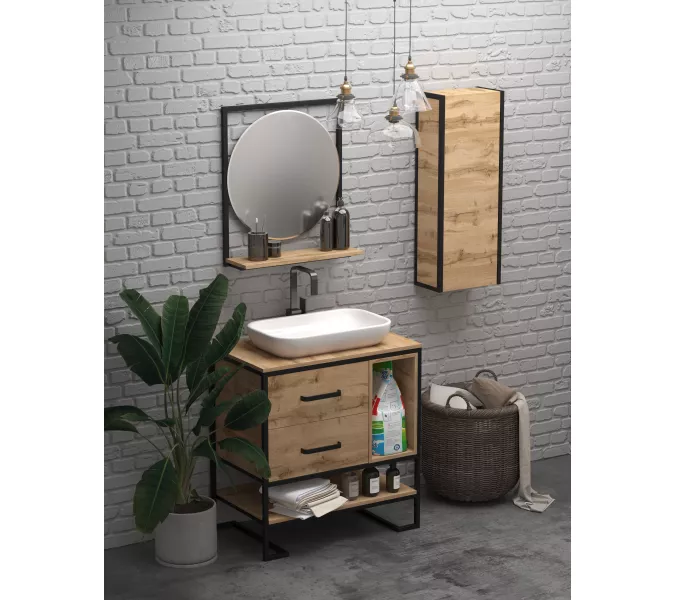 Пенал 1Marka GRUNGE LOFT 35П 1д, Внешний вид: без зеркала, изображение 3