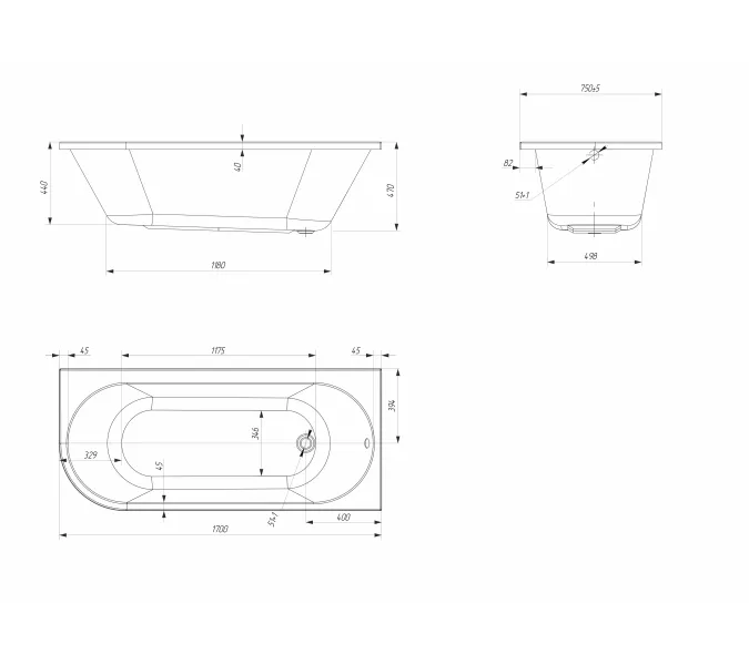 Ванна 1Marka «ALISA MG» 170*75 R, изображение 7