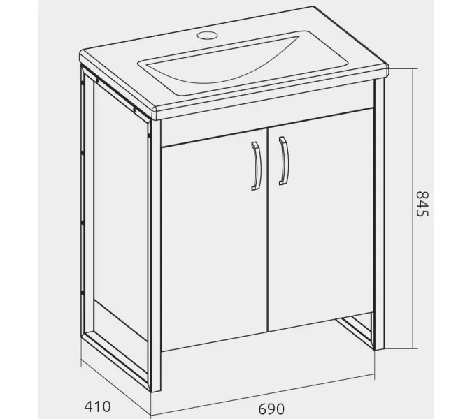Тумба без раковины 1Marka Grunge Loft 70Н 2двери , дуб вотан, изображение 7