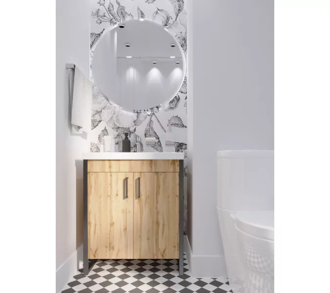 Тумба без раковины 1Marka Grunge Loft 70Н 2двери , дуб вотан, изображение 6