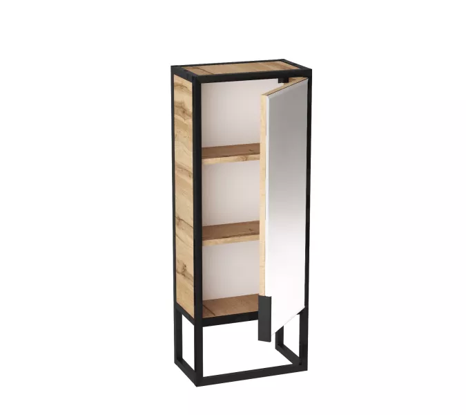 Пенал зеркальный 1Marka GRUNGE LOFT 35Н/П 1д, Внешний вид: с зеркалом, изображение 2