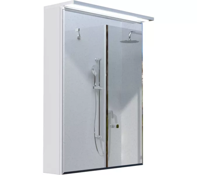 Зеркало-шкаф 1Marka Соната 60 1д с подсветкой, белый глянец, изображение 2