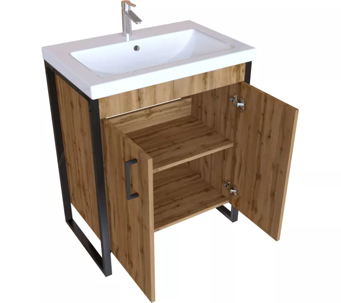 Тумба без раковины 1Marka Grunge Loft 70Н 2двери , дуб вотан, изображение 3