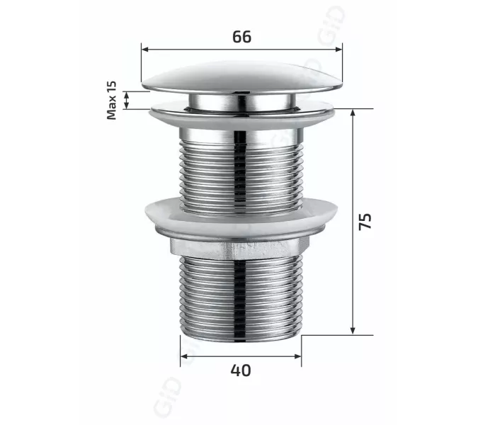 Донный клапан для раковины хром без перелива Gid CH100, изображение 2