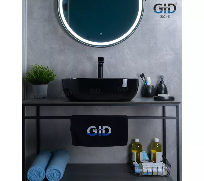 Накладная раковина для ванной Gid BL1302 черная глянцевая, Выбрать цвет: Черный глянцевый, изображение 3