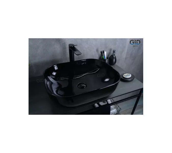 Накладная раковина для ванной Gid BL1302 черная глянцевая, Выбрать цвет: Черный глянцевый
