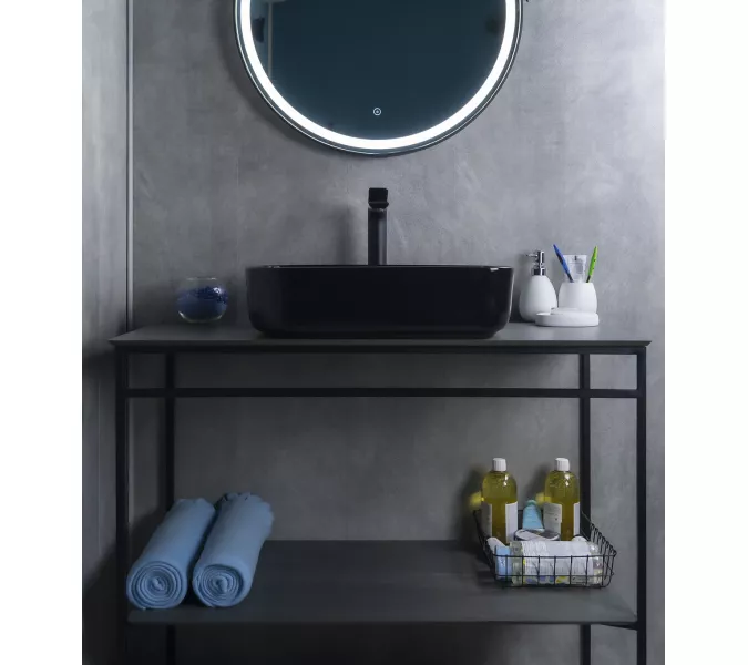 Накладная раковина для ванной Gid BL1304 черная глянцевая, Выбрать цвет: Черный глянцевый, изображение 2