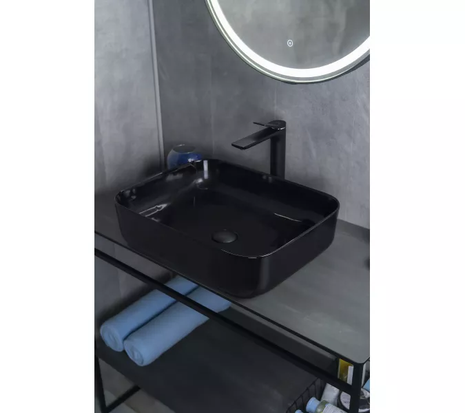 Накладная раковина для ванной Gid BL1304 черная глянцевая, Выбрать цвет: Черный глянцевый, изображение 3