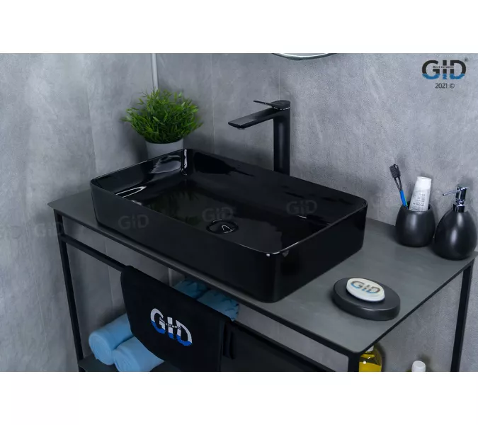 Накладная раковина для ванной Gid BL9396 черная глянцевая, изображение 3